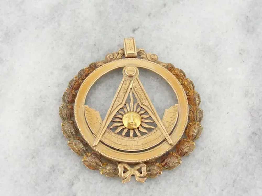 Large Antique Victorian Masonic Medal Pendant - image 4