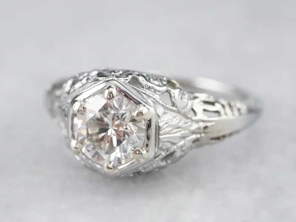 Stunning Art Deco Diamond Solitaire Ring - image 3