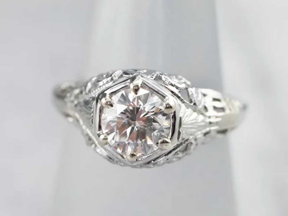 Stunning Art Deco Diamond Solitaire Ring - image 9