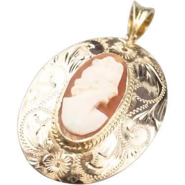 Floral Mid-Century Cameo Pendant - image 1