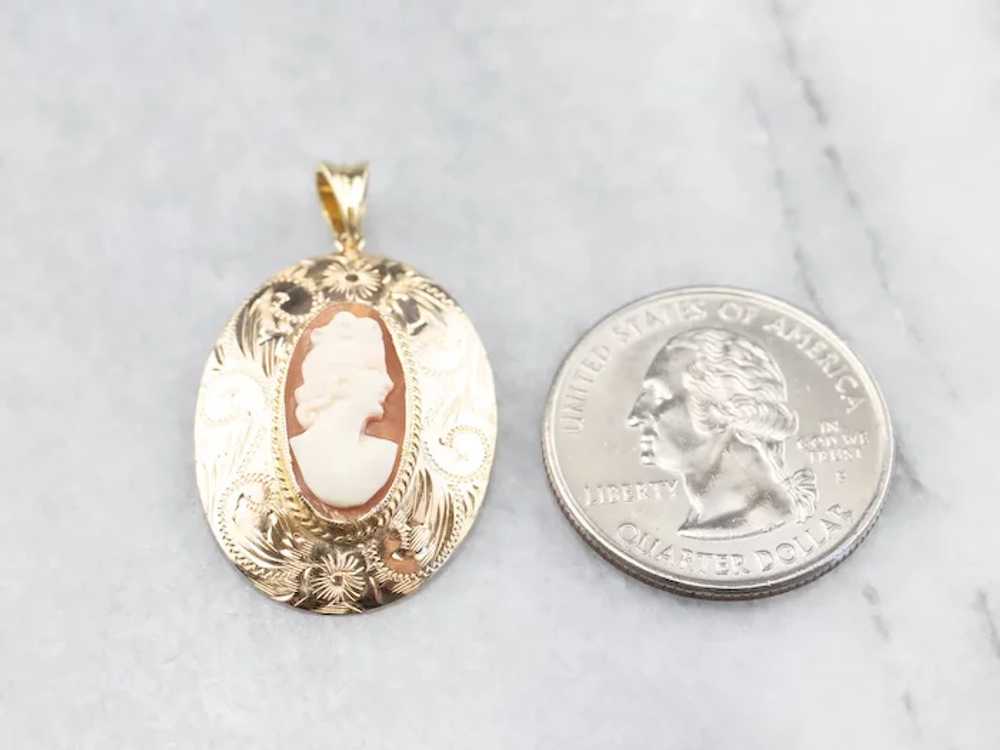 Floral Mid-Century Cameo Pendant - image 7