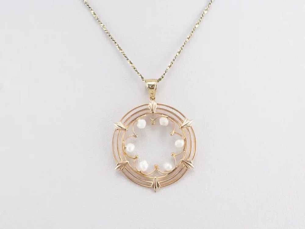 Upcycled Natural Pearl Filigree Circle Conversion… - image 10