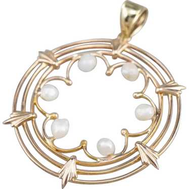 Upcycled Natural Pearl Filigree Circle Conversion… - image 1