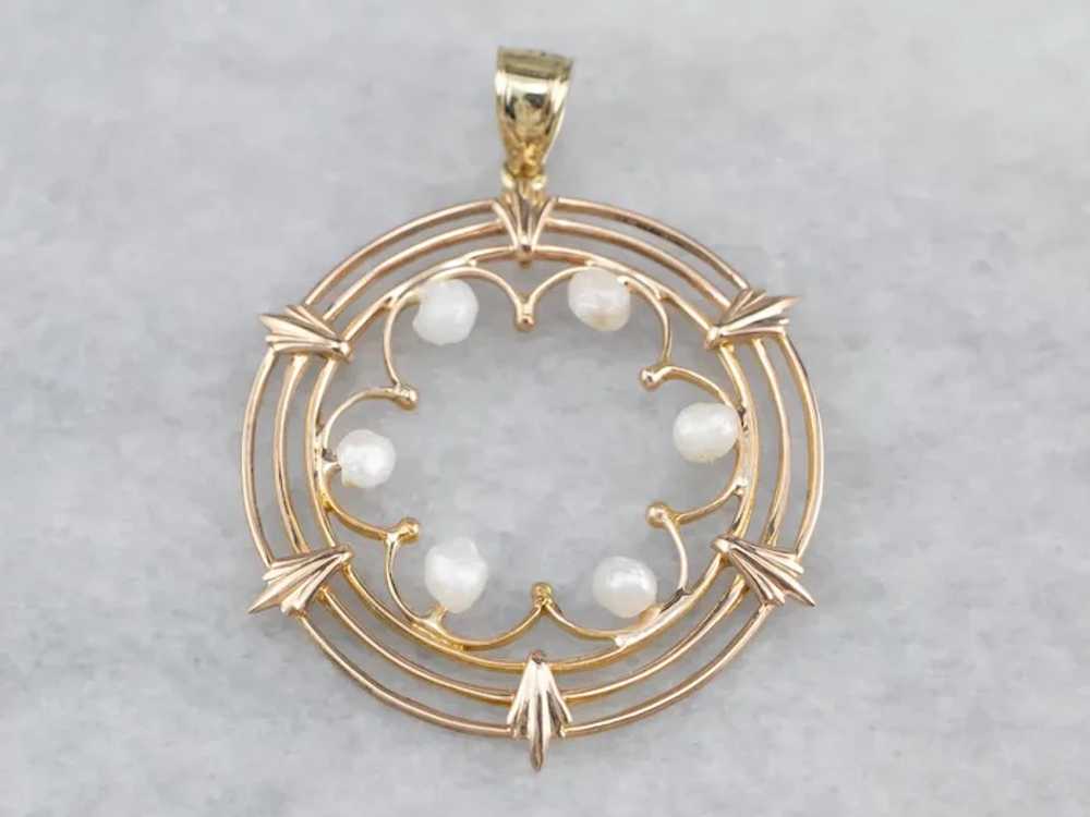 Upcycled Natural Pearl Filigree Circle Conversion… - image 2