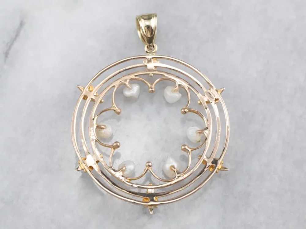 Upcycled Natural Pearl Filigree Circle Conversion… - image 5