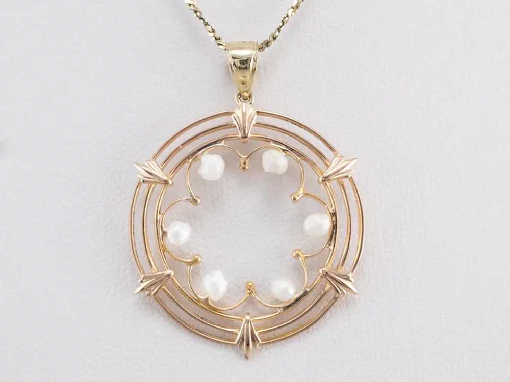 Upcycled Natural Pearl Filigree Circle Conversion… - image 9