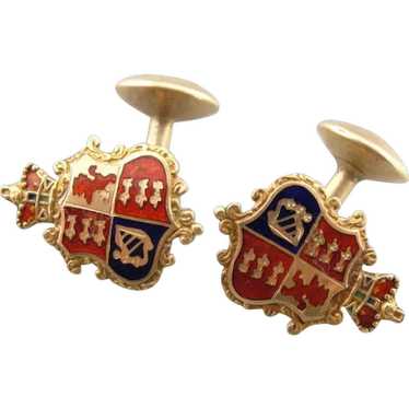 Antique Enamel Crest and Fine 18 Karat Gold Victor