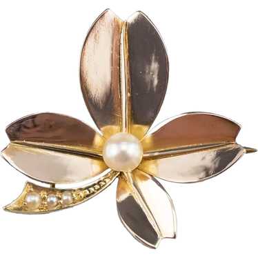 Antique Cultured Pearl and Seed Pearl Four Leaf Cl