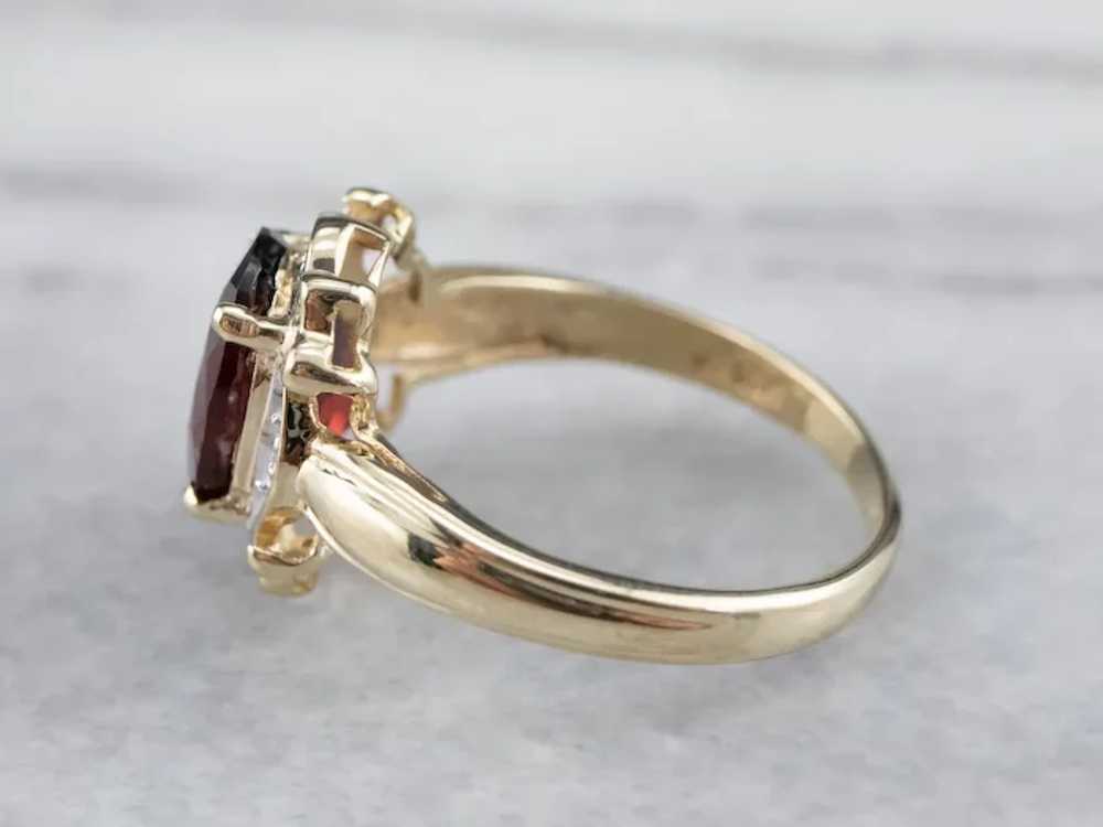 Vintage Garnet and Diamond Halo Anniversary Ring - image 5