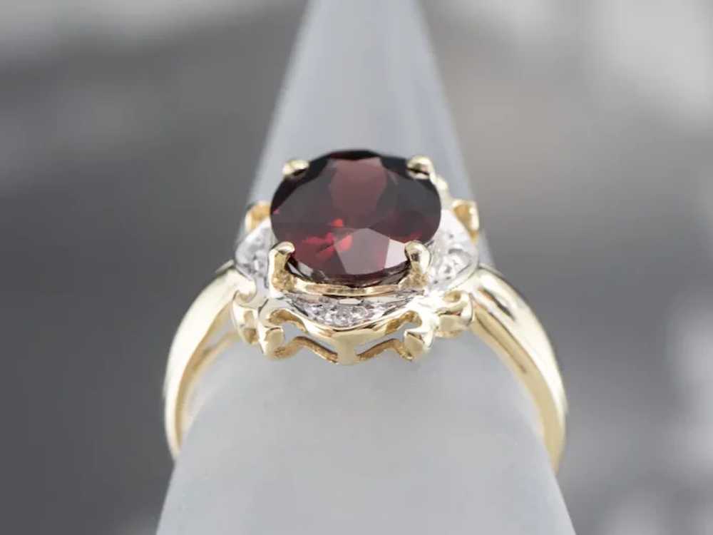 Vintage Garnet and Diamond Halo Anniversary Ring - image 7
