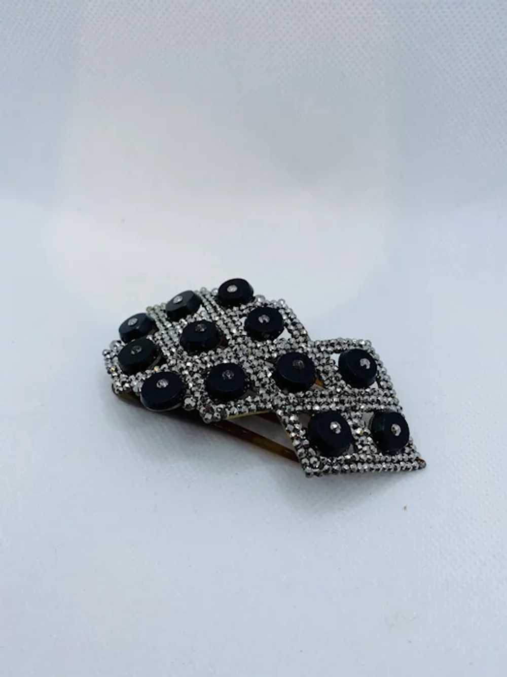 Antique Victorian Steel Cut Jewelry Onyx Hair Pin - image 2