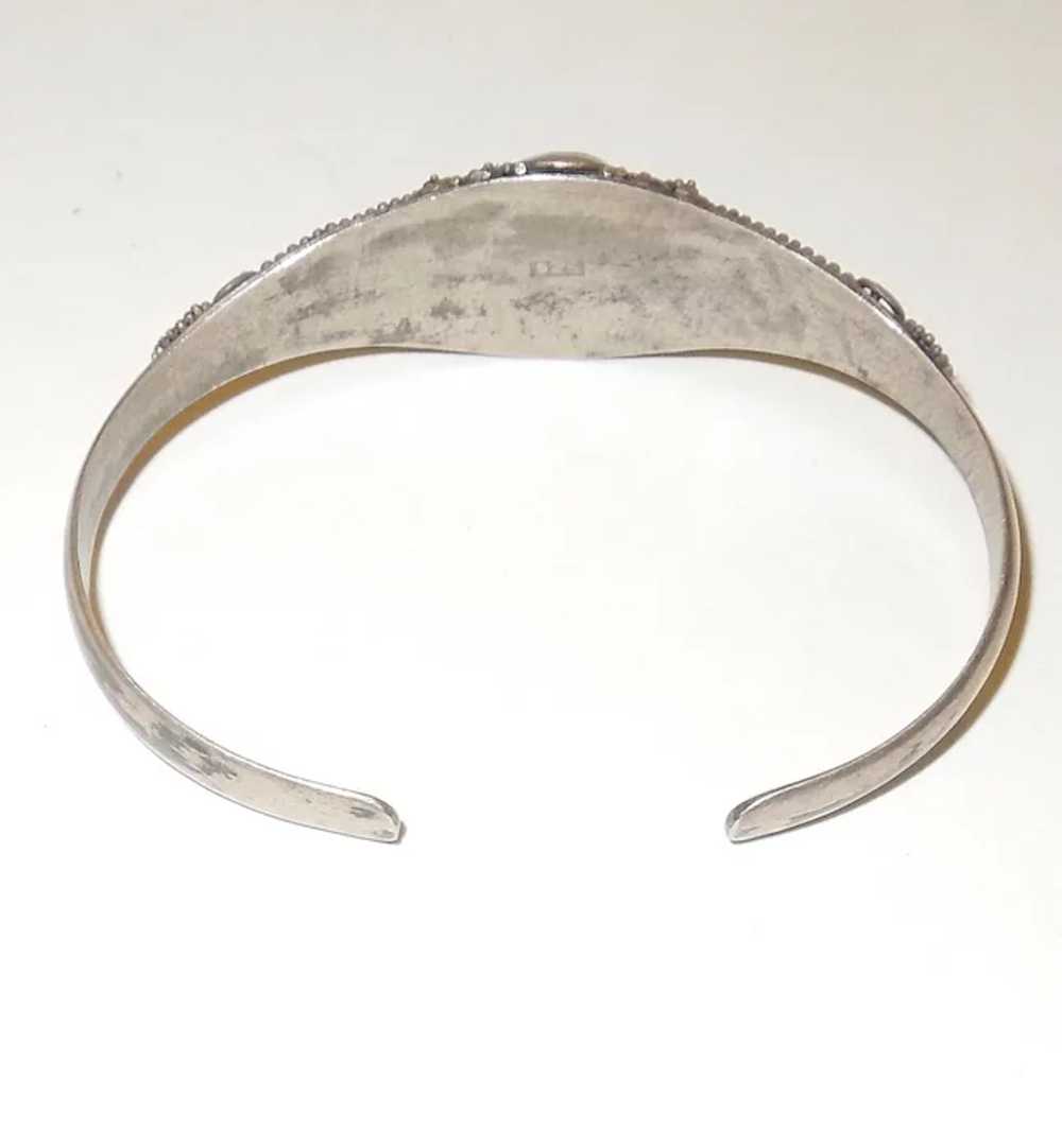 Vintage Sterling Silver and Onyx Bracelet - image 3