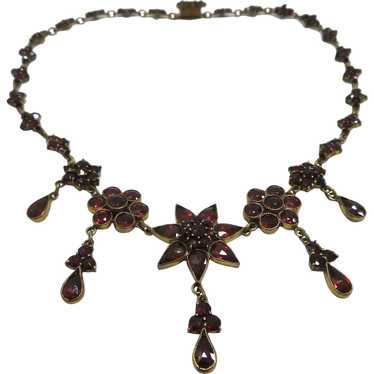 Bohemian Garnet Necklace Czechoslovakia 1910's - image 1