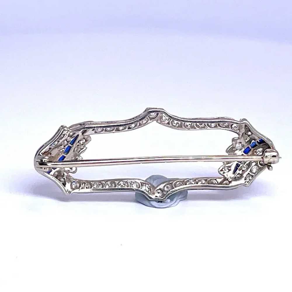 Fine Art Deco Hand made Platinum Diamond Sapphire… - image 10