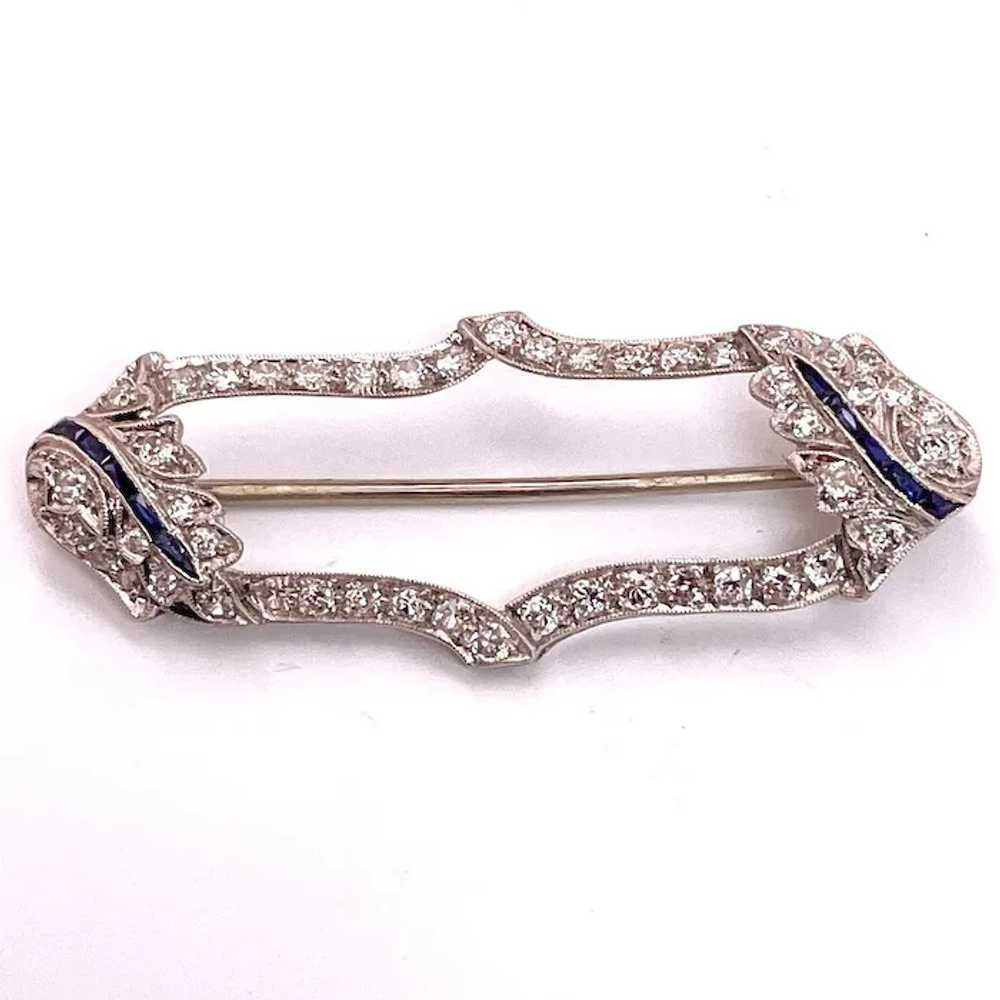 Fine Art Deco Hand made Platinum Diamond Sapphire… - image 6