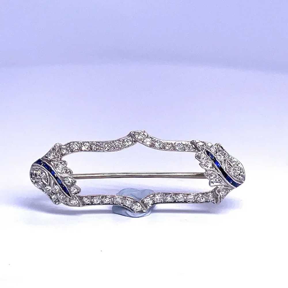 Fine Art Deco Hand made Platinum Diamond Sapphire… - image 7