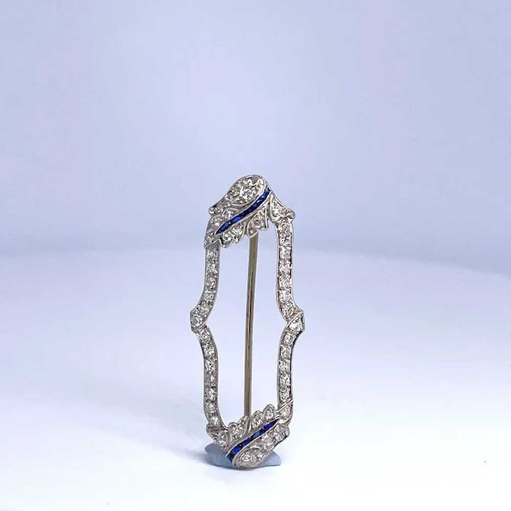 Fine Art Deco Hand made Platinum Diamond Sapphire… - image 9