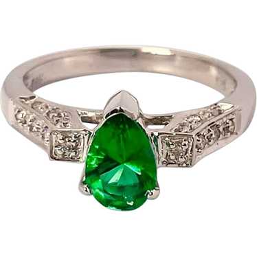 Tsavorite Diamond Ring 14K Color Engagement Ring U