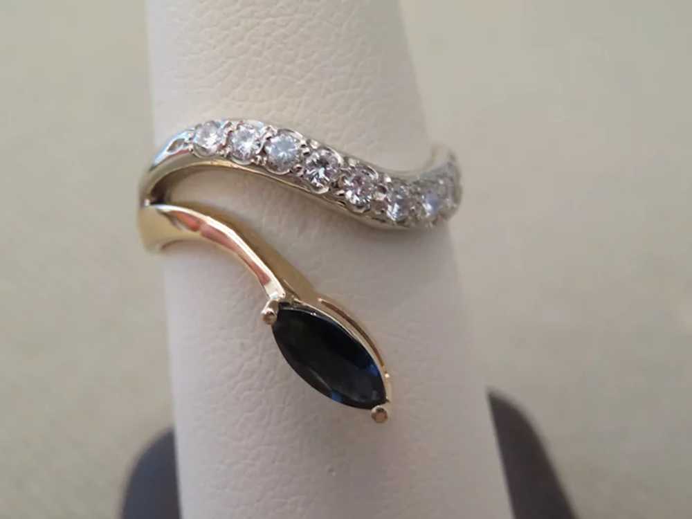 Stunning Modernist SAPPHIRE & DIAMOND ring - image 2