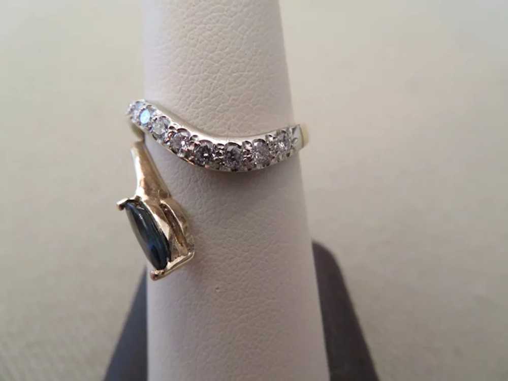 Stunning Modernist SAPPHIRE & DIAMOND ring - image 4