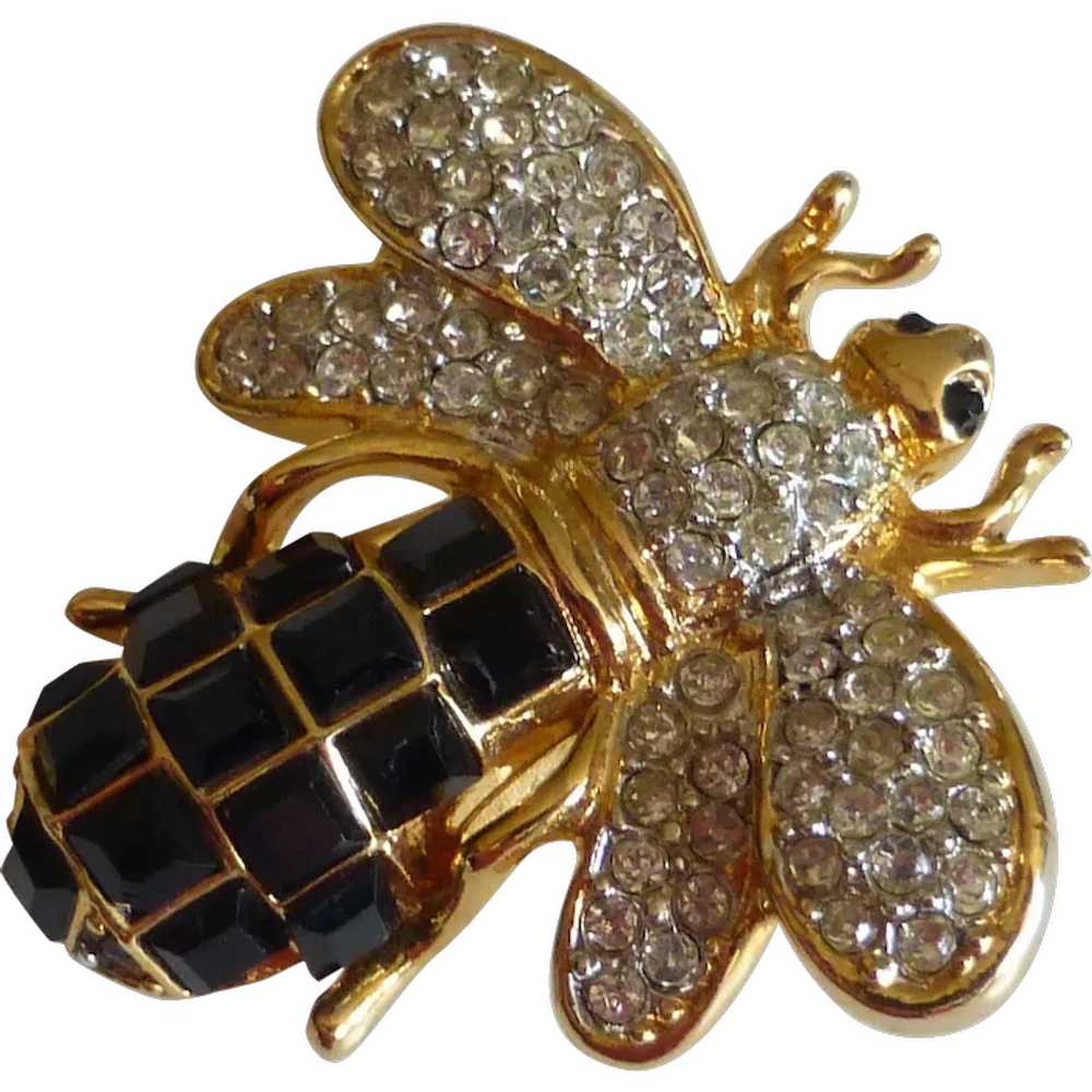 Crystal Rhinestone Bumblebee Bee Pin Brooch - image 1