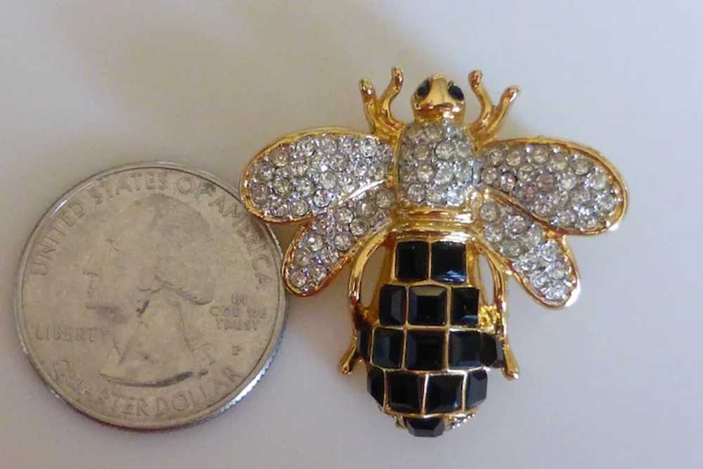 Crystal Rhinestone Bumblebee Bee Pin Brooch - image 5