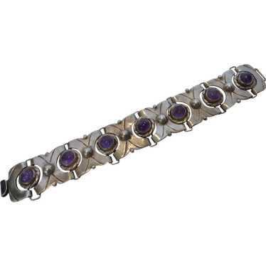 980 Silver Amethyst Bracelet Taxco Mexico Early 1… - image 1