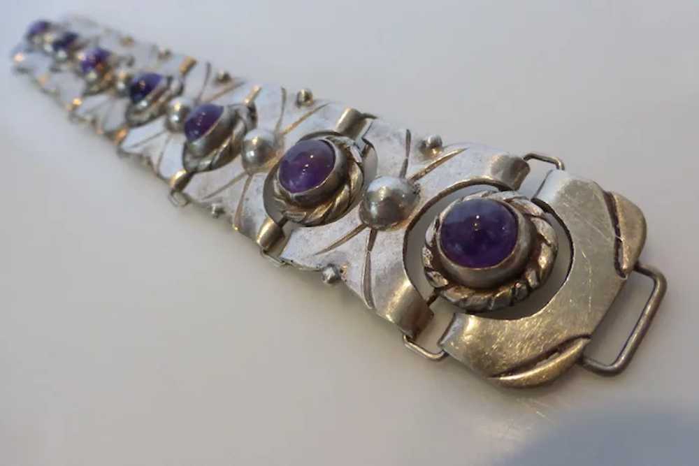 980 Silver Amethyst Bracelet Taxco Mexico Early 1… - image 3