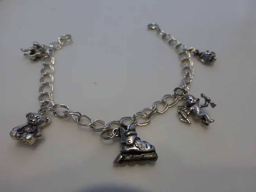 Vintage Sterling Silver Charm Bracelet - image 3