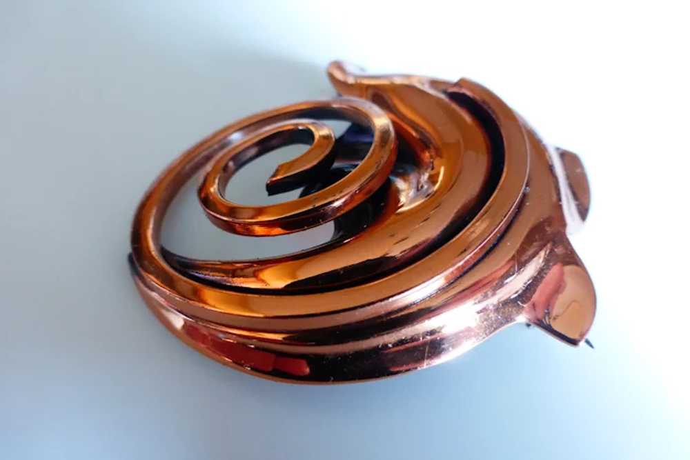 Vintage RAME Copper Swirl Brooch Pin Earrings Set - image 2