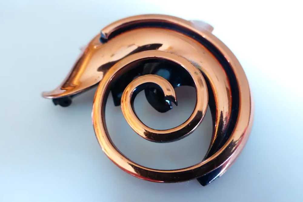 Vintage RAME Copper Swirl Brooch Pin Earrings Set - image 6
