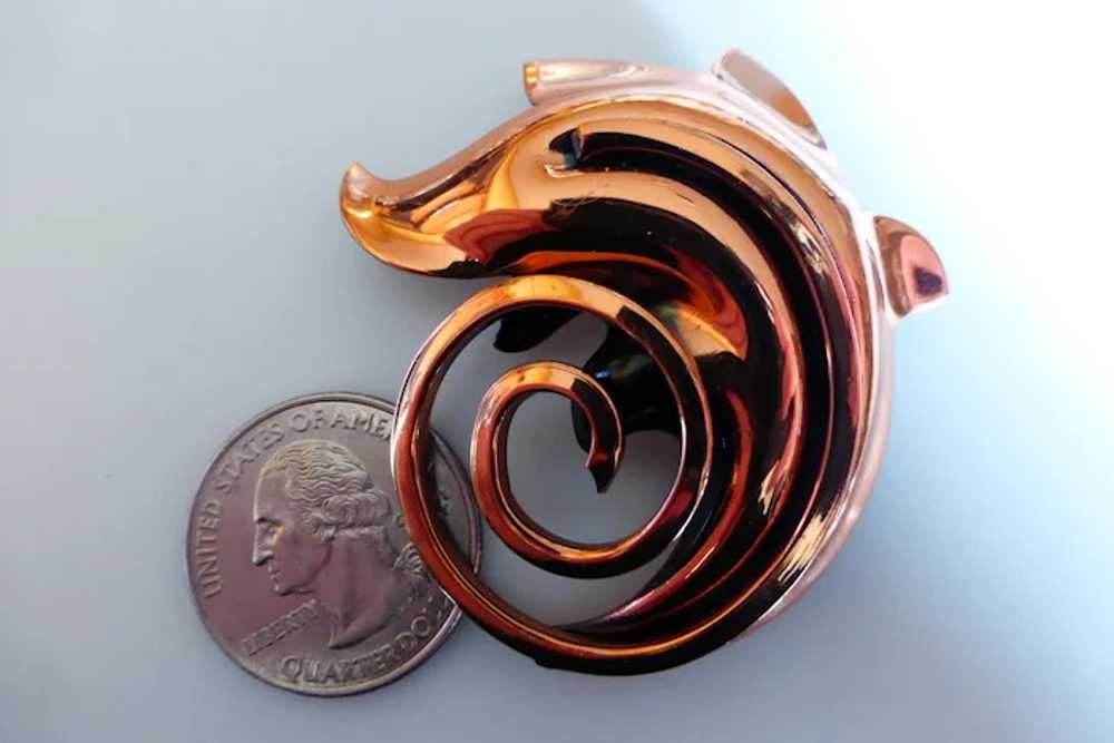Vintage RAME Copper Swirl Brooch Pin Earrings Set - image 7