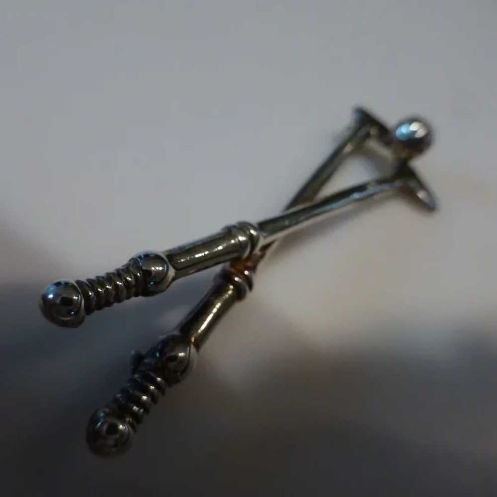 Sterling Silver Golf Clubs and Ball Pin Brooch - image 1