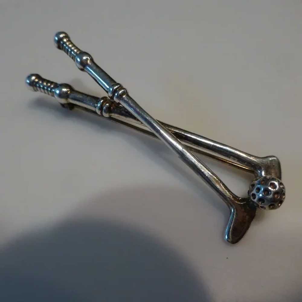 Sterling Silver Golf Clubs and Ball Pin Brooch - image 3