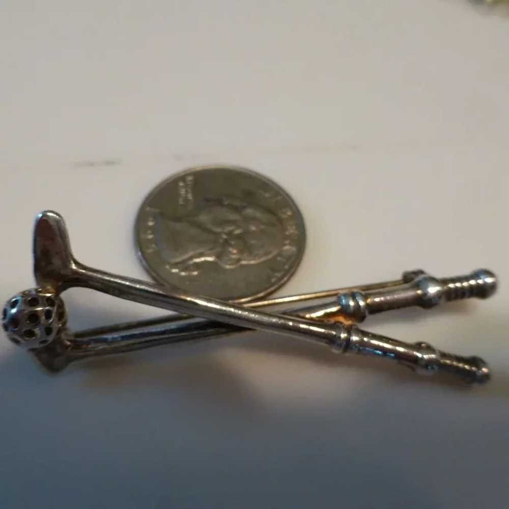 Sterling Silver Golf Clubs and Ball Pin Brooch - image 4