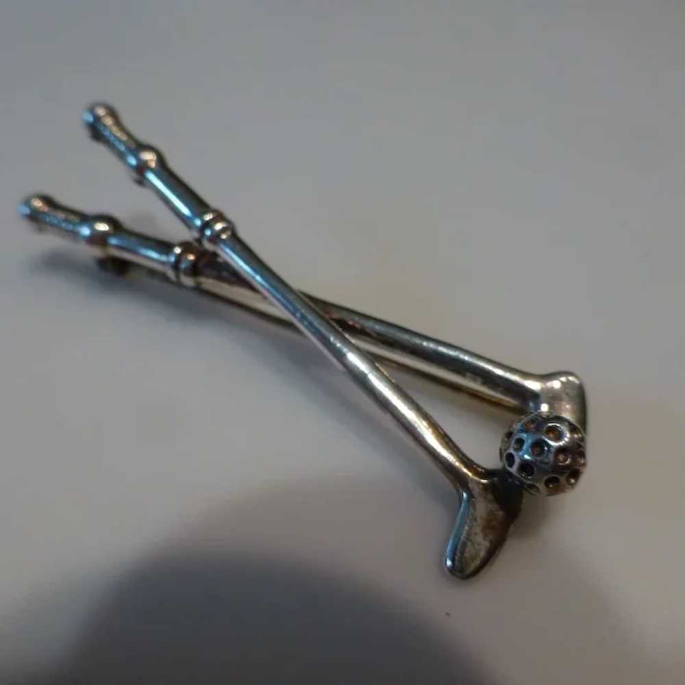 Sterling Silver Golf Clubs and Ball Pin Brooch - image 5