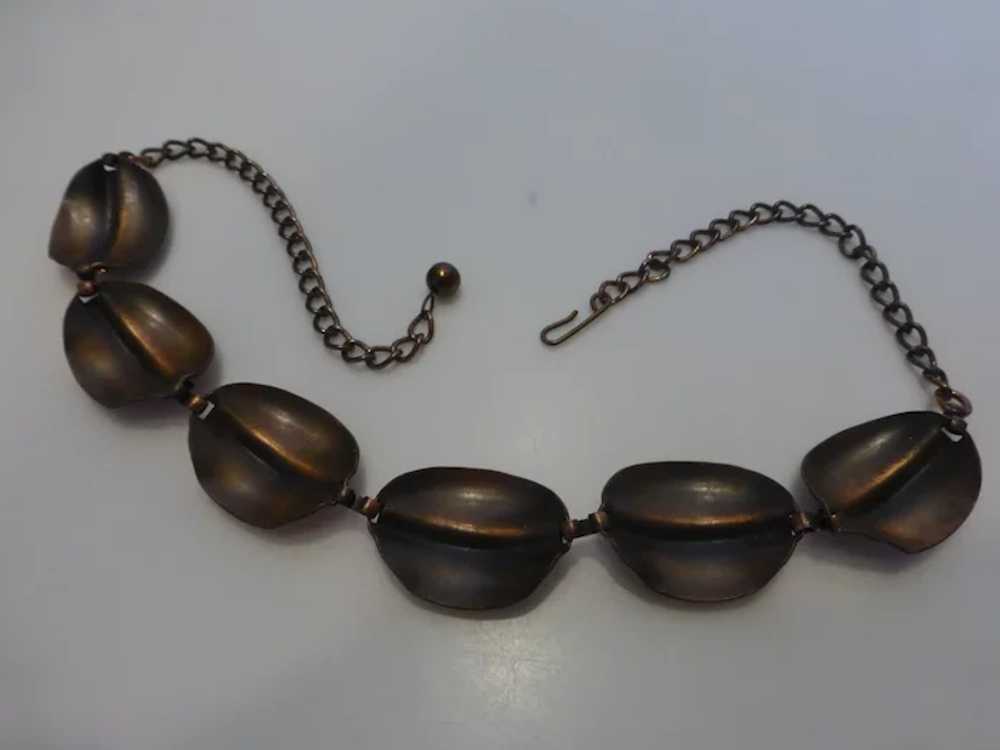 Mid-Century Modernist Copper Link Necklace - image 10