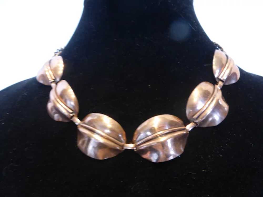 Mid-Century Modernist Copper Link Necklace - image 12