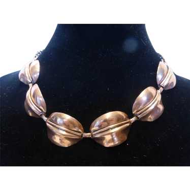 Mid-Century Modernist Copper Link Necklace - image 1
