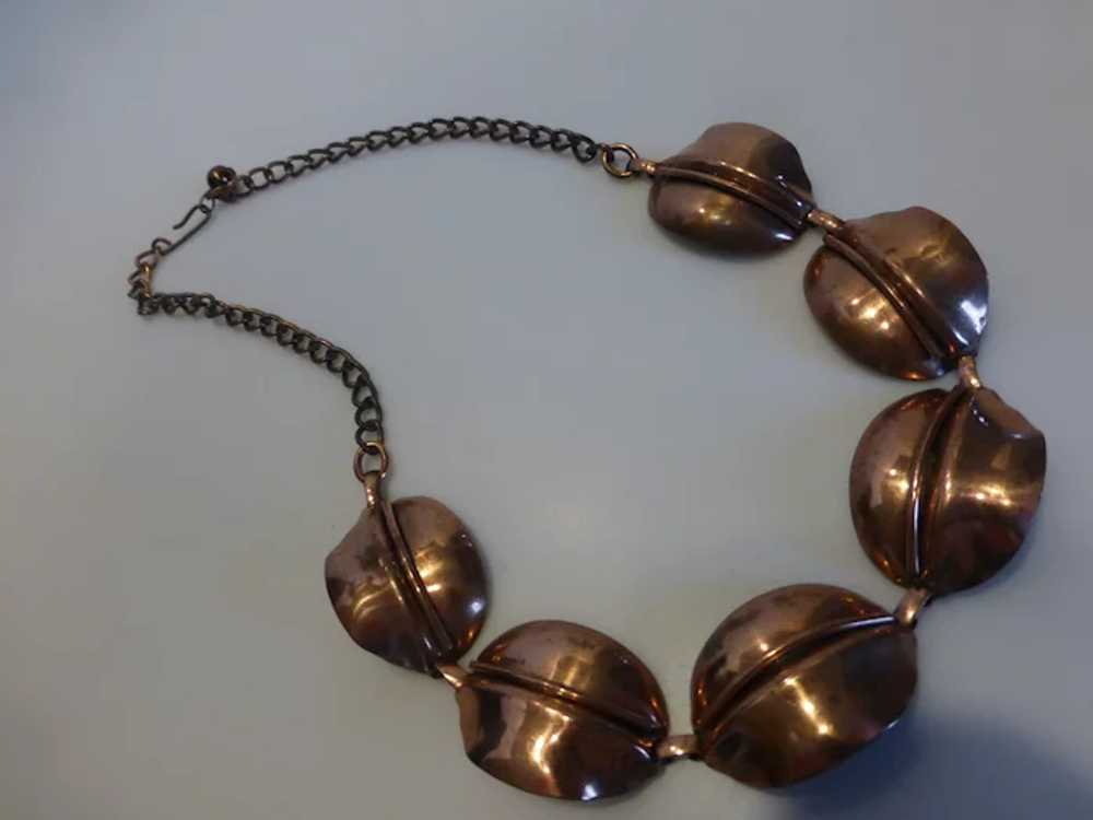 Mid-Century Modernist Copper Link Necklace - image 4
