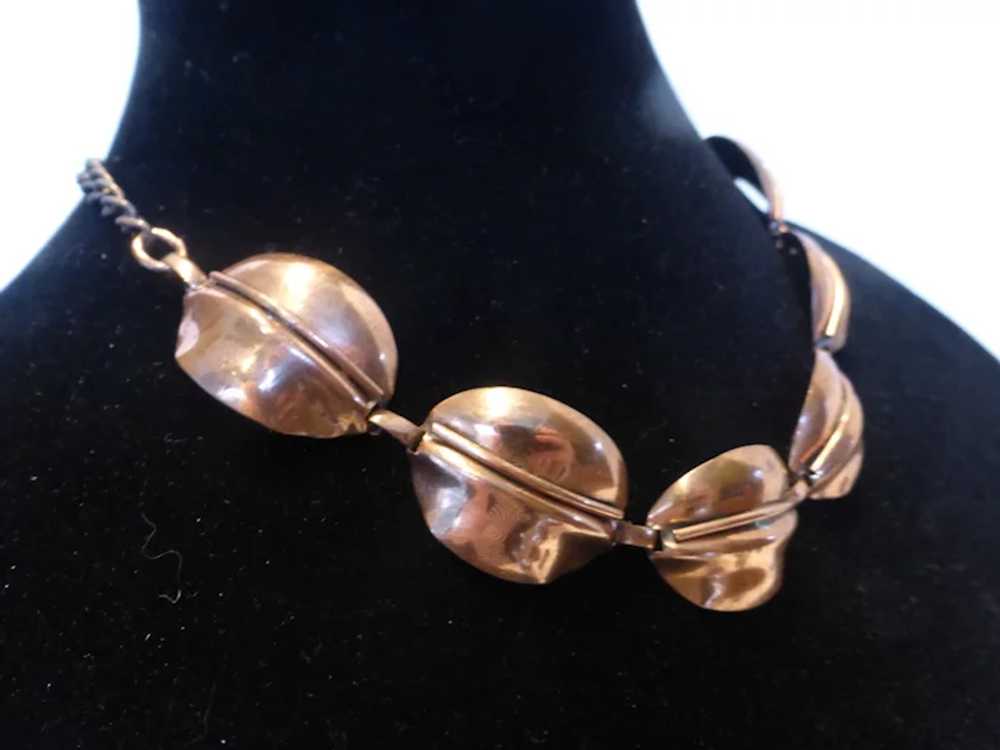 Mid-Century Modernist Copper Link Necklace - image 5