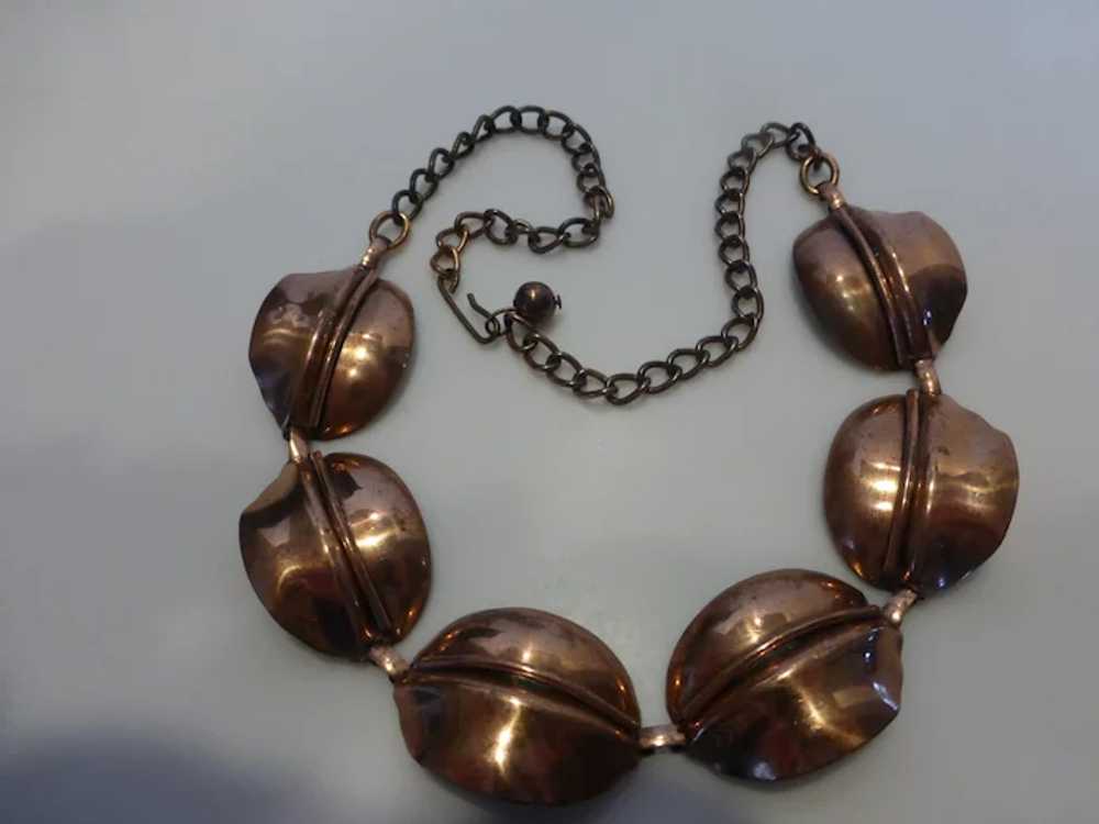 Mid-Century Modernist Copper Link Necklace - image 7