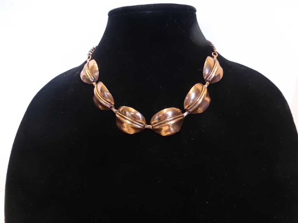 Mid-Century Modernist Copper Link Necklace - image 8
