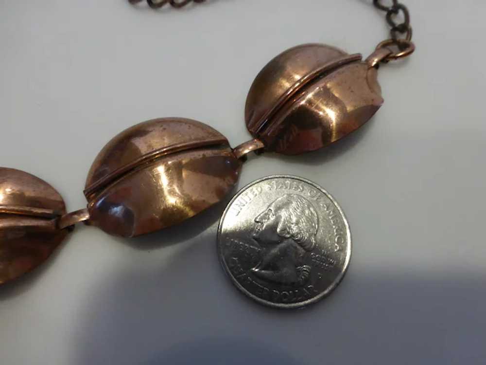 Mid-Century Modernist Copper Link Necklace - image 9