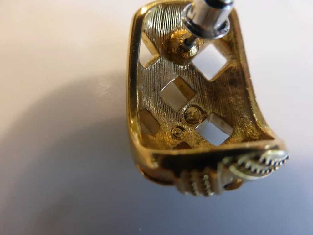 Swarovski Crystal Earrings Half Hoop Lattice Gold… - image 5