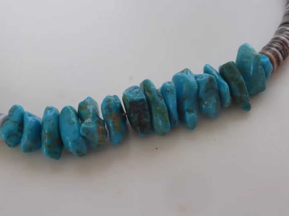 Navajo Turquoise Nugget Heishi Bead Necklace - image 5