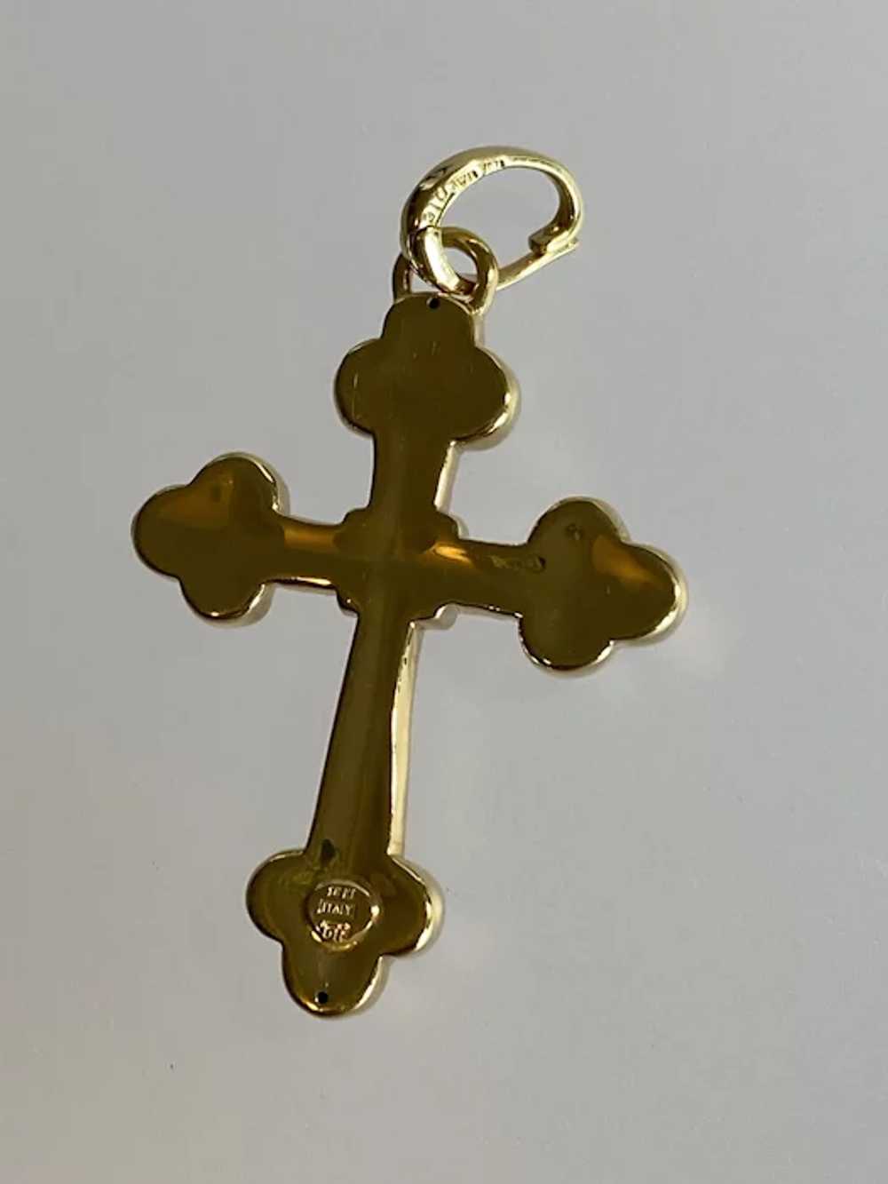 18K Yellow Gold Puffed Cross Pendant - image 5