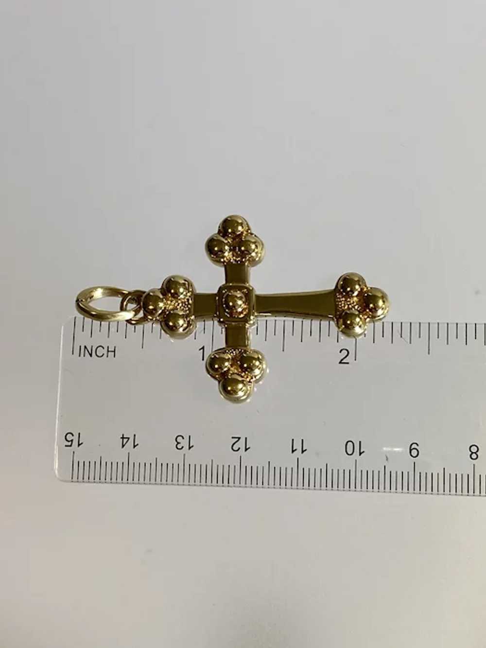 18K Yellow Gold Puffed Cross Pendant - image 7
