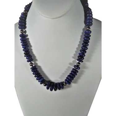 Undyed Lapis Lazuli Disk Bead Necklace, Earrings,… - image 1