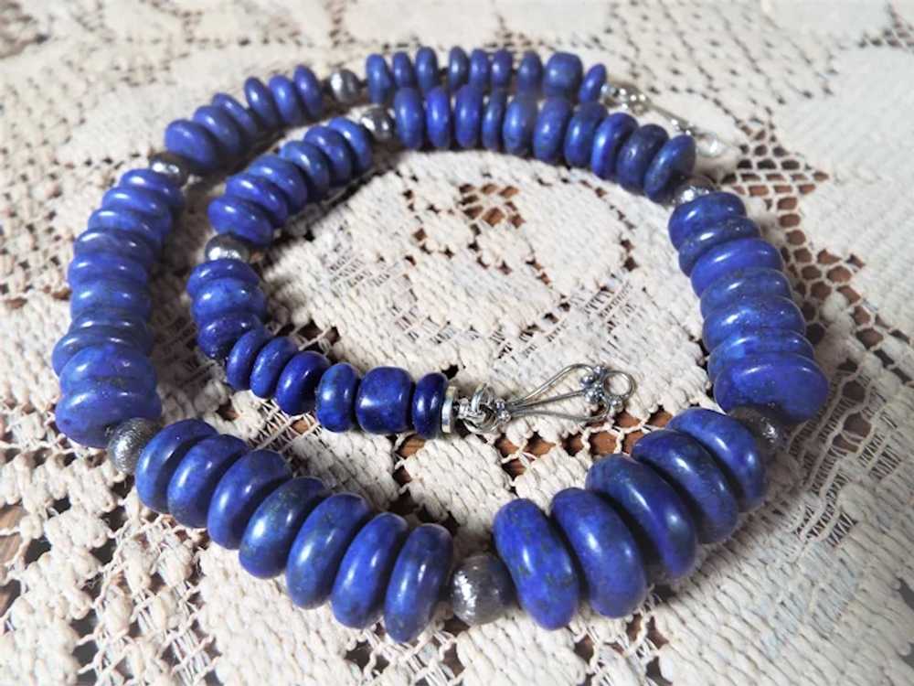 Undyed Lapis Lazuli Disk Bead Necklace, Earrings,… - image 5